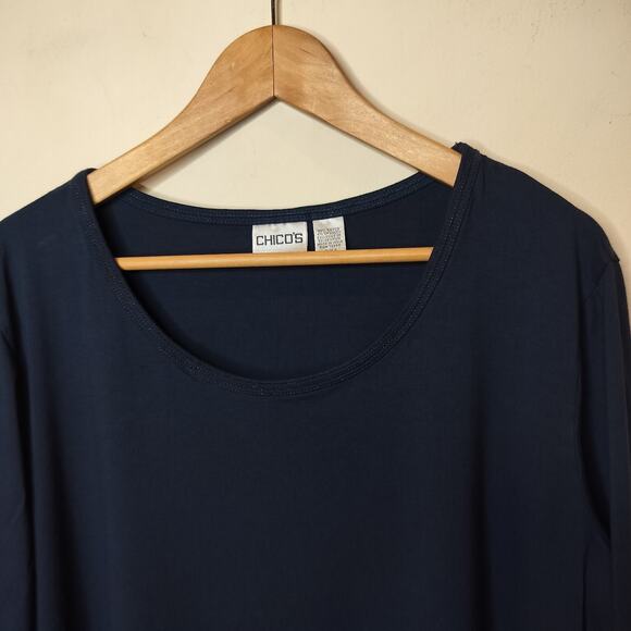 Chico's Viscose Stretch Jersey Top Long Seeve Teal - Picture 4 of 8